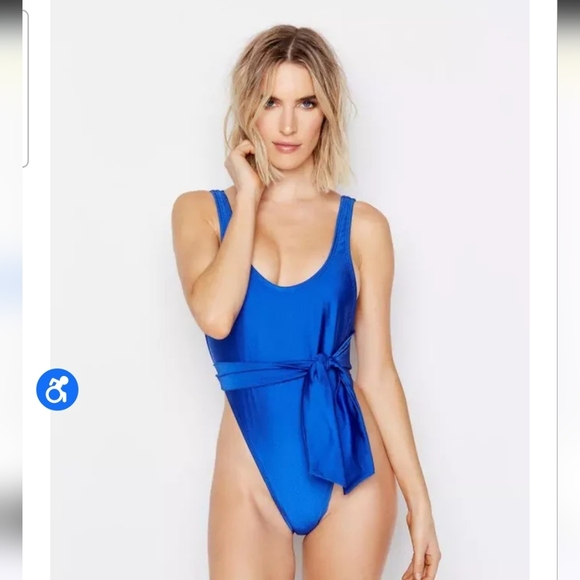 RIS-K SWIMWEAR Sol One Piece High Cut One Piece Swimsuit In Sheen Pampas.S NWT - Picture 3 of 13